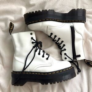 Dr. Martens White Leather Jadon Women's Boots
